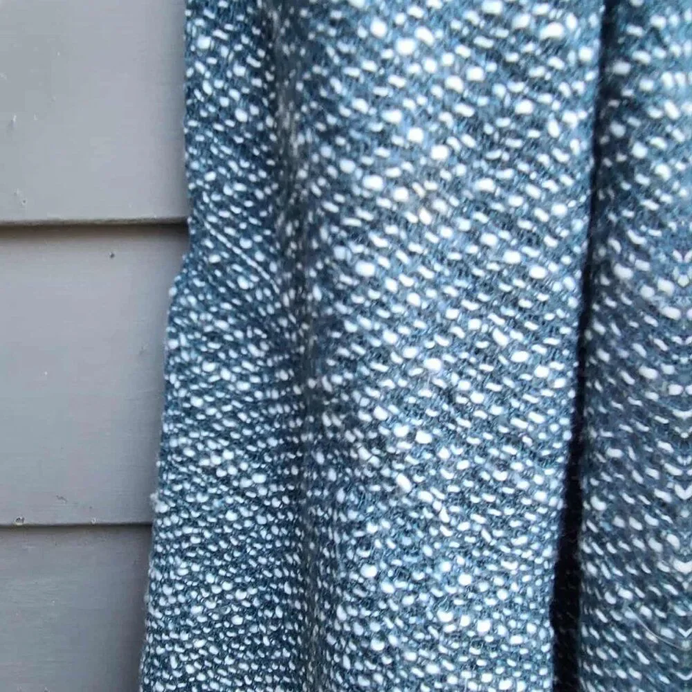 Tickled Pink Blue White Woven Wrap Scarf